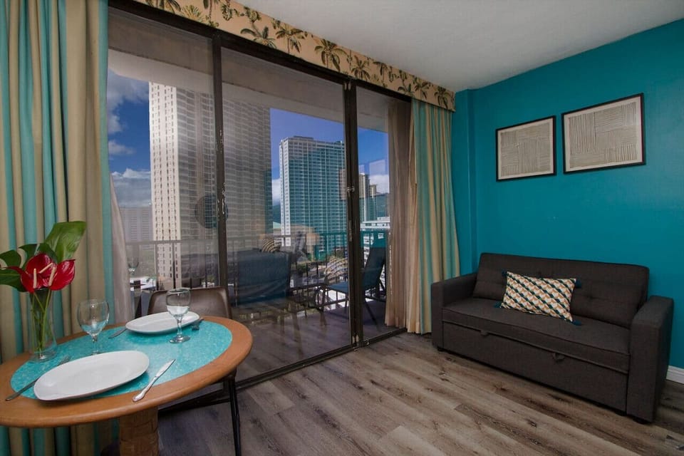 full side futon and dinette area