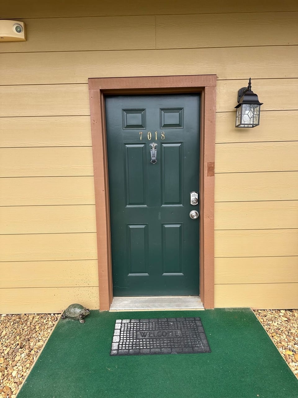 Front door with welcome turtle!