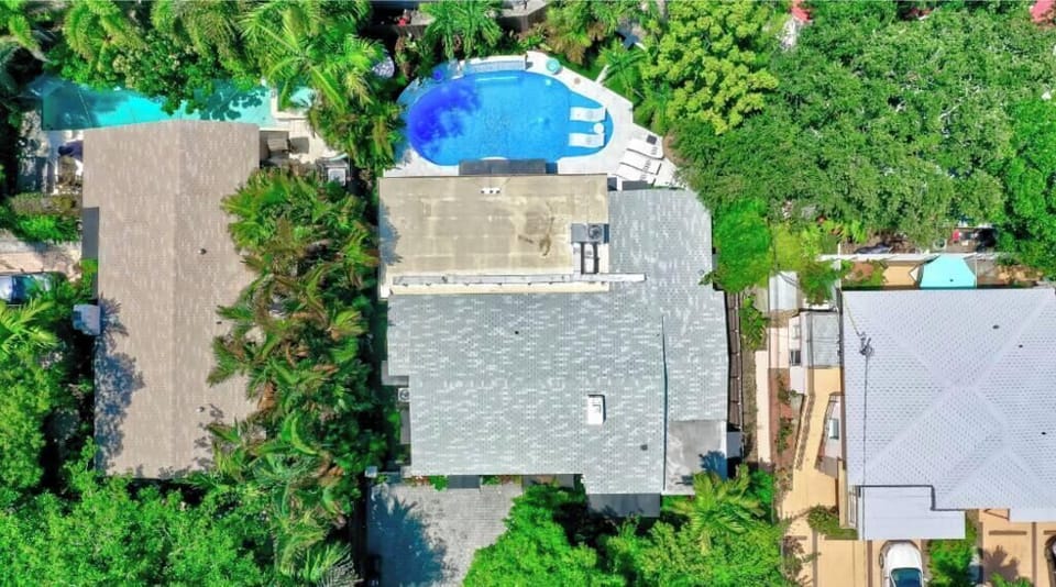 Aerial view of the property.