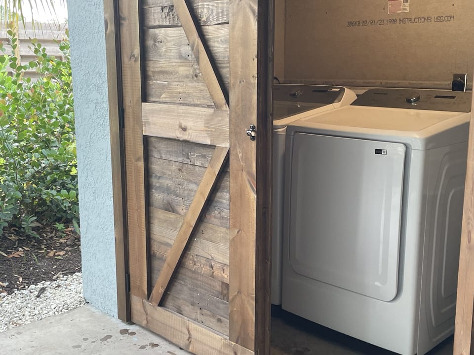 Laundry area in the carport 