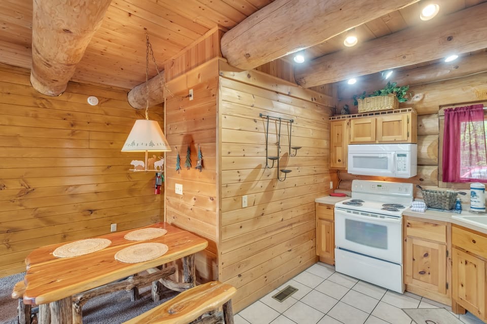 Indoors, Hardwood, Stained Wood, Microwave, Oven