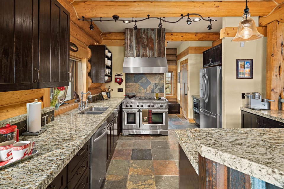 Main lodge kitchen with granite countertops