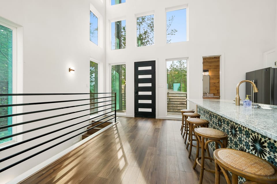 As you cross the catwalk into the cabin, you will be struck by the natural light flooding the cabin.