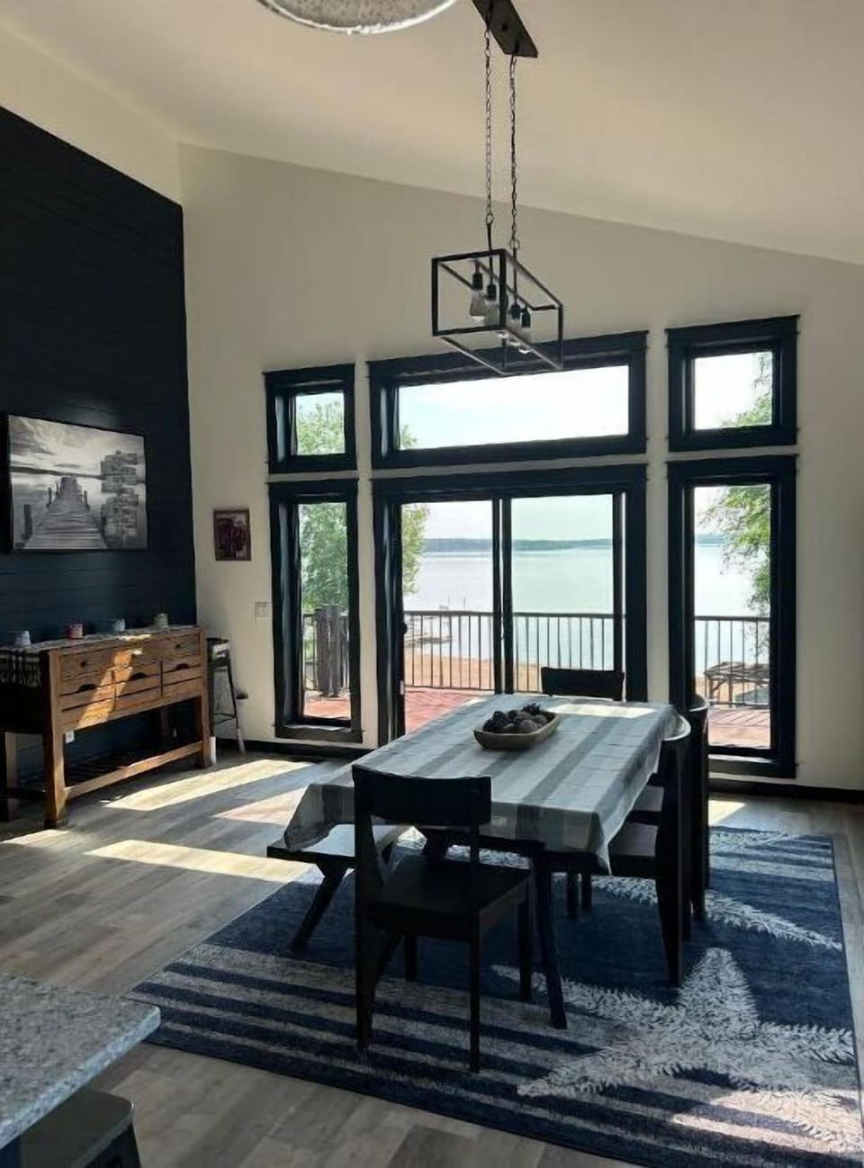 Dining room with patio door to large deck