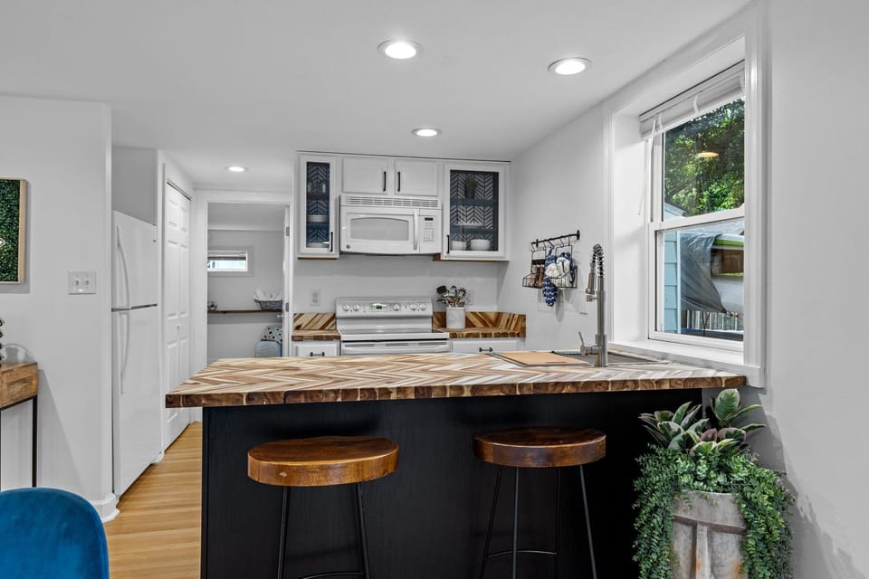 Full kitchen means no need to go upstairs for meal times if you so choose