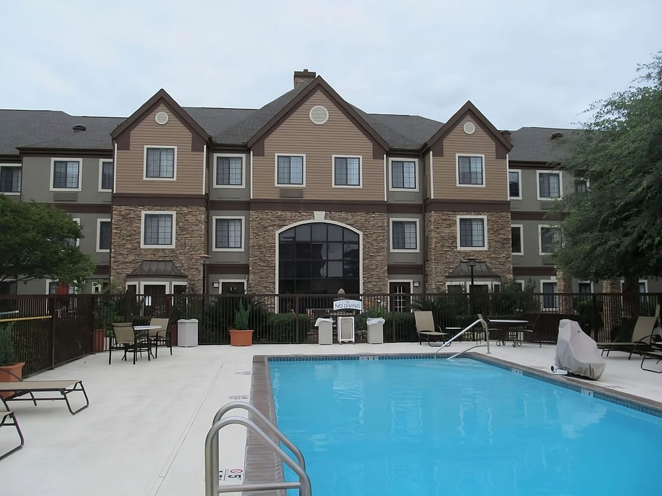 Dive into a refreshing swim in this spacious outdoor pool.