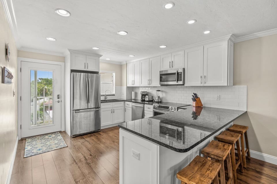 Barstools at the counter for additional dining area