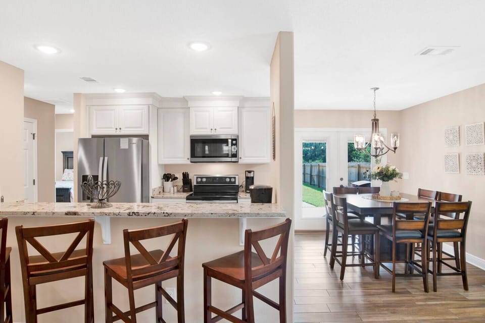 Bright, open and airy kitchen and dining area