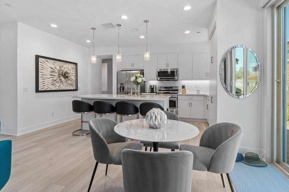 Enjoy a meal from the breakfast table with seating for four.