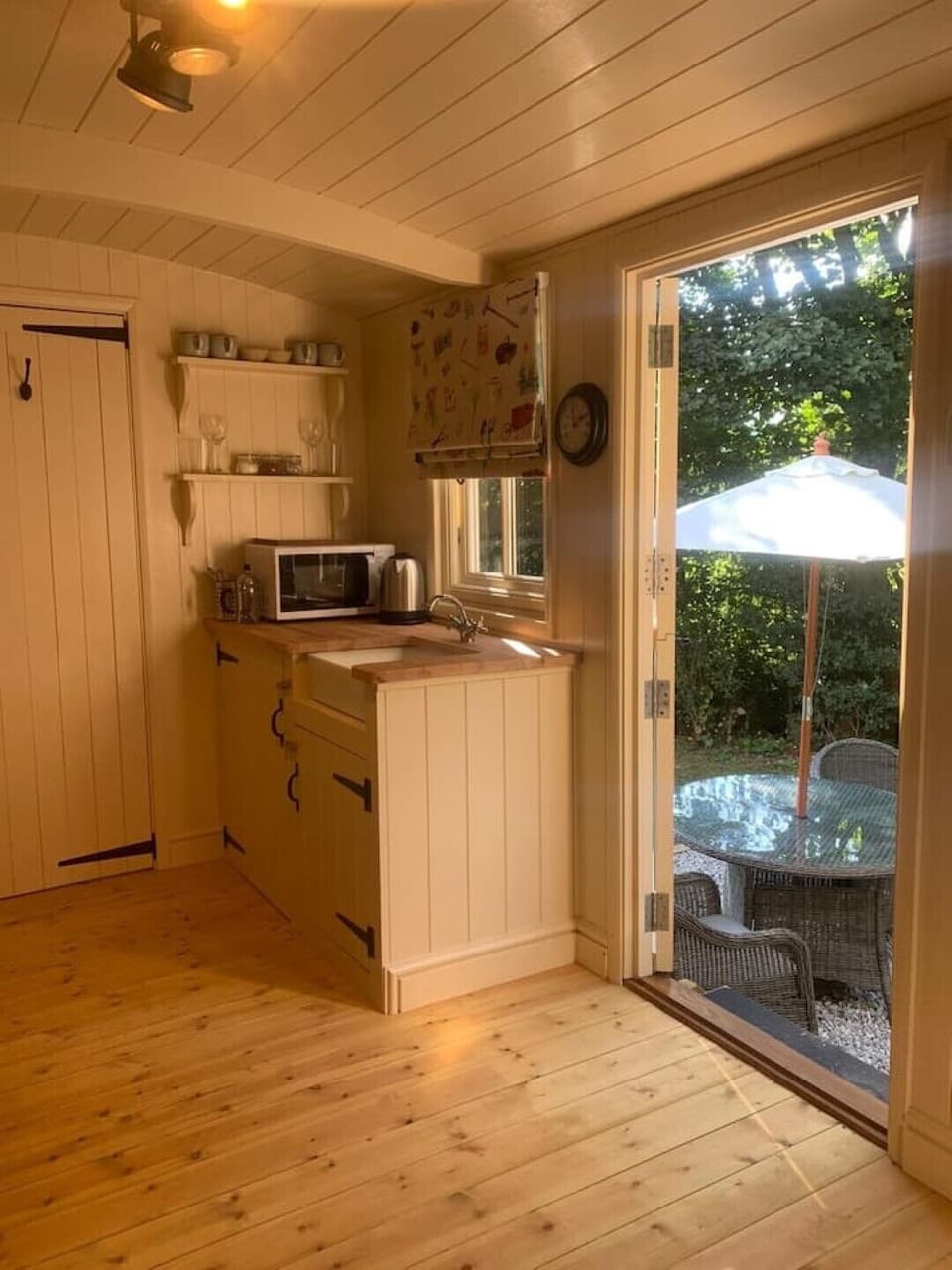 With garden furniture & BBQ