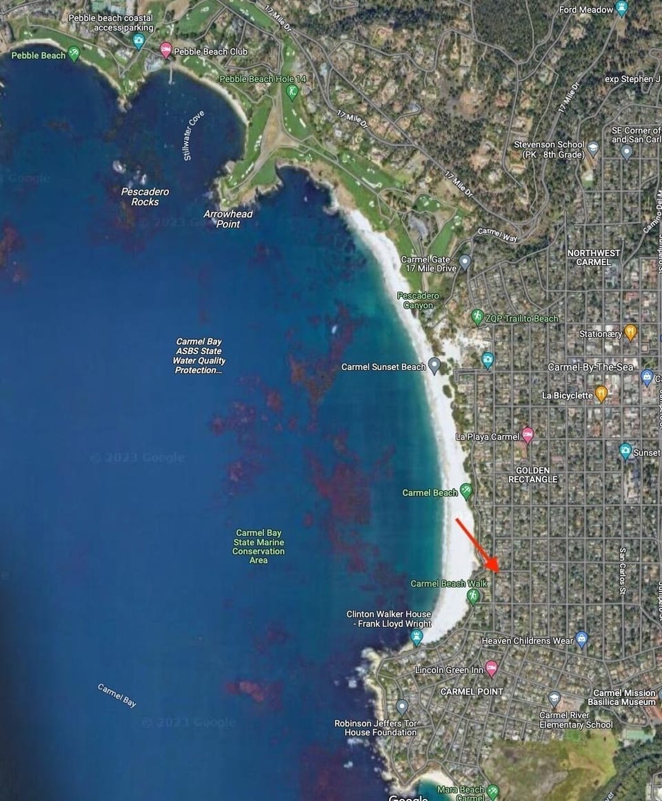 Location of house.  One block from the beach.