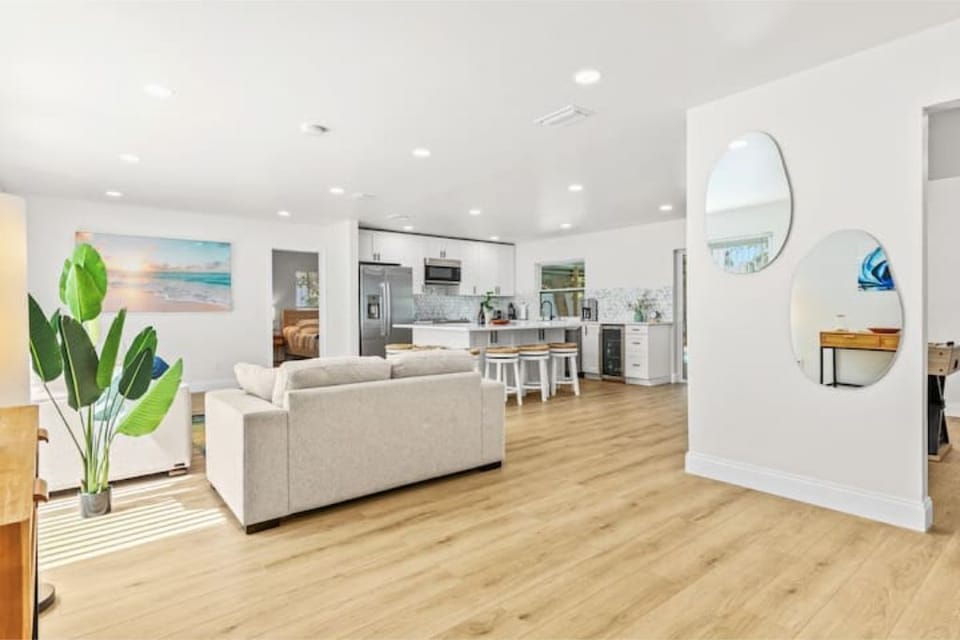 Open concept living room /kitchen/entertainment area