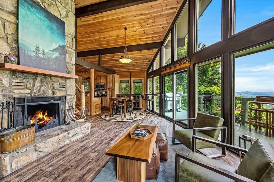 Living area includes deck access & dining area.