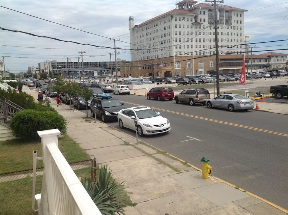 View of the Flanders Hotel and Ocean Ave from the front porch