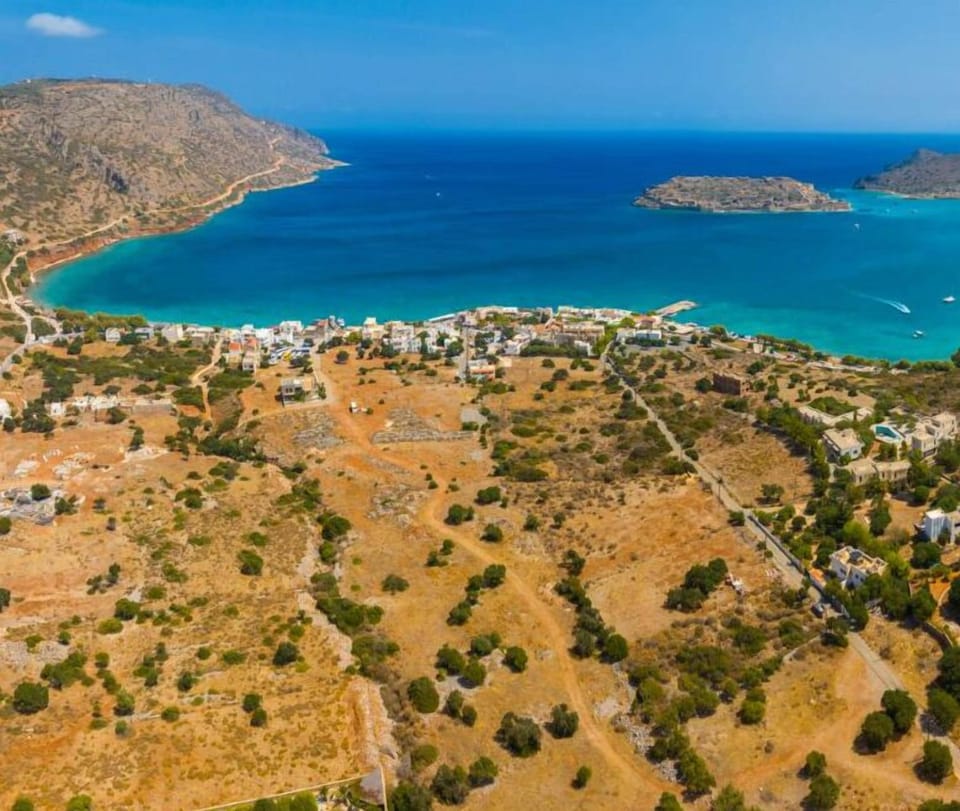 Aerial view showing location of Villa Elounda Blue
