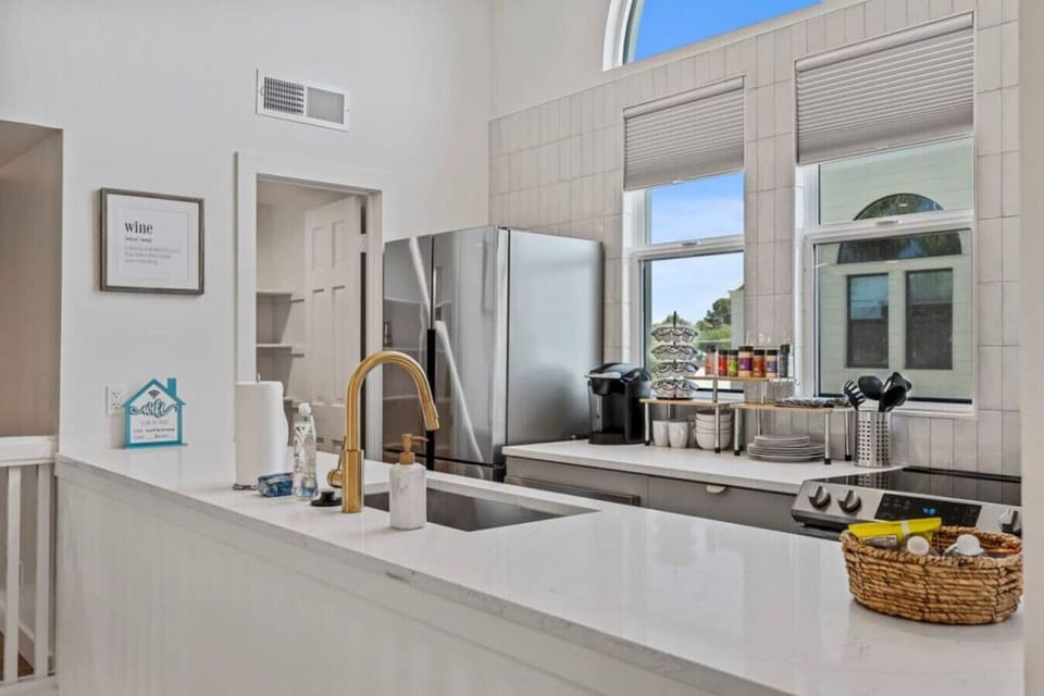 Enjoy home-cooked meals in the well-equipped kitchen - complete with a fridge, microwave, and coffee maker.