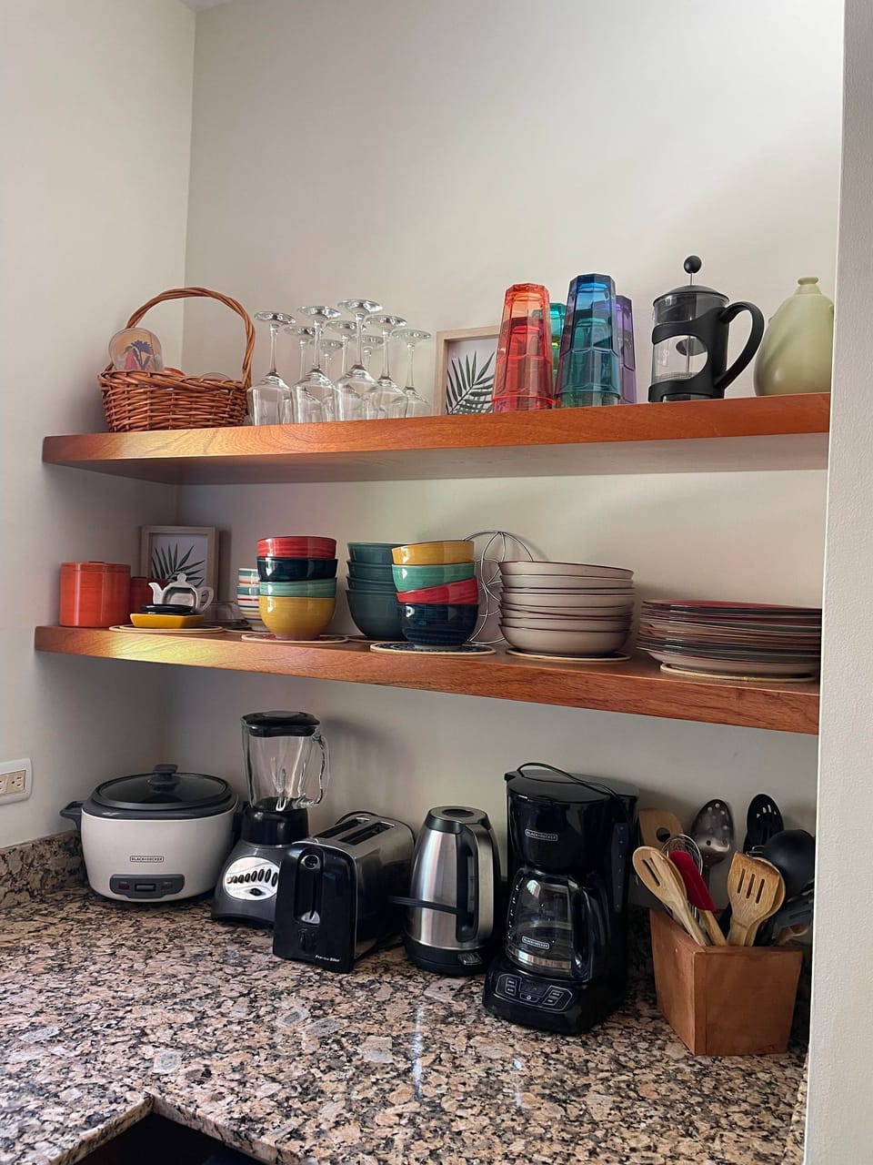 Well equipped with everything you need to make and enjoy meals.