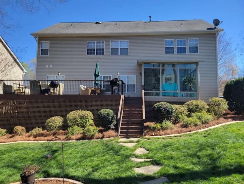 Private fenced in backyard with patio/firepit.