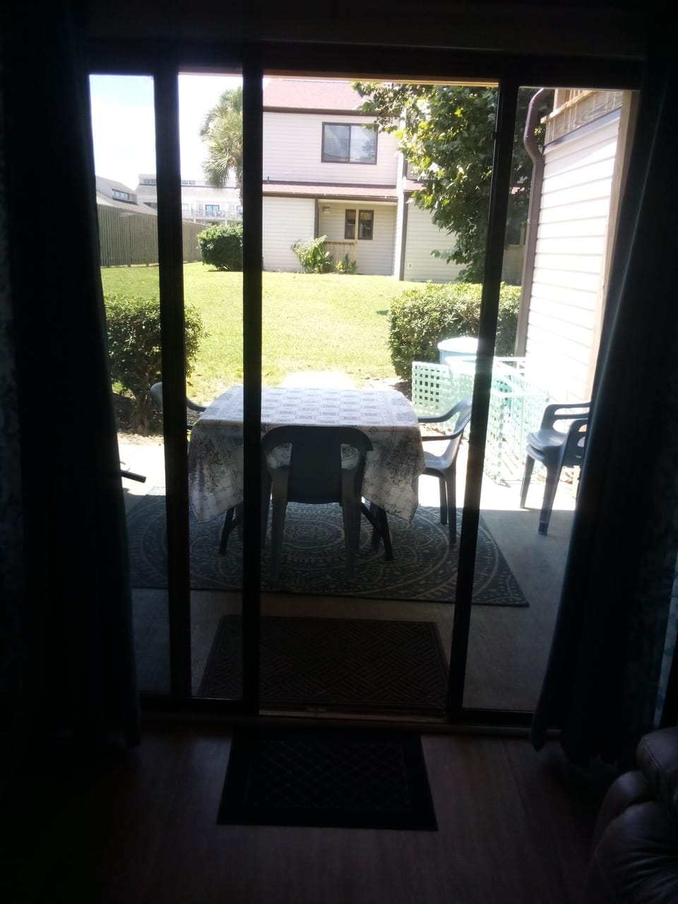 Downstairs patio view from living room 