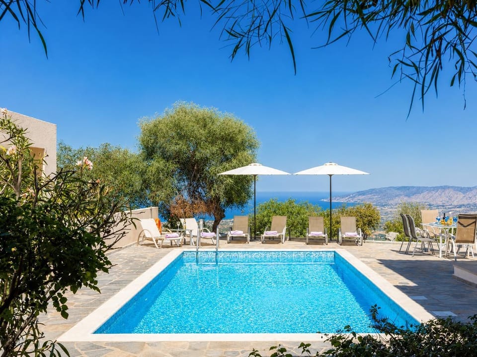 Private pool and terrace with sea views