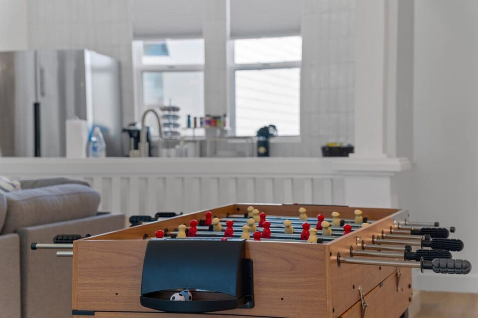 Enjoy friendly competition with our foosball table.