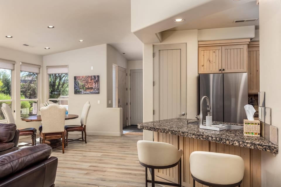 Entry, dining room and kitchen
