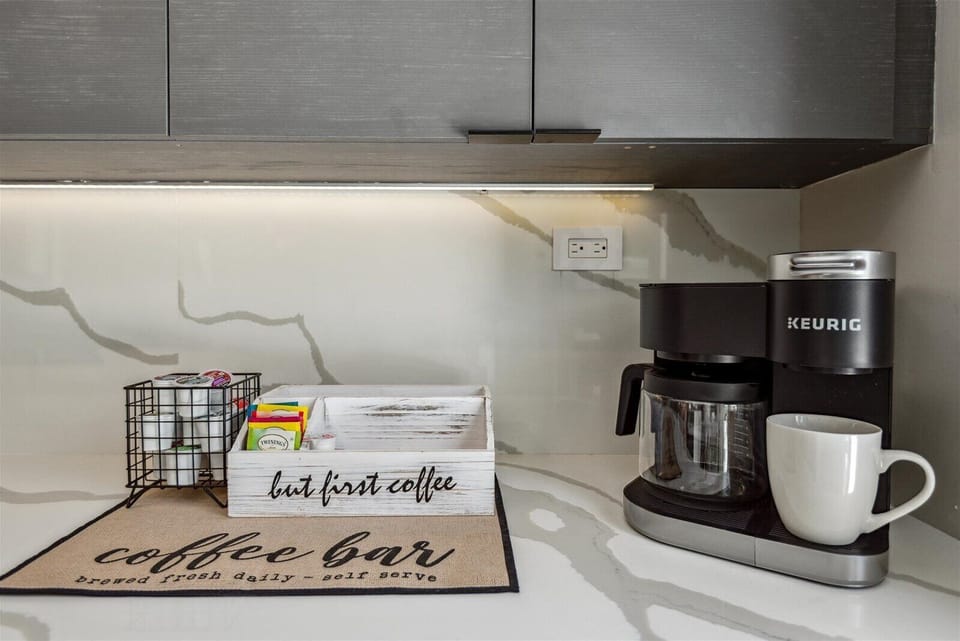 Stocked kitchen coffee bar