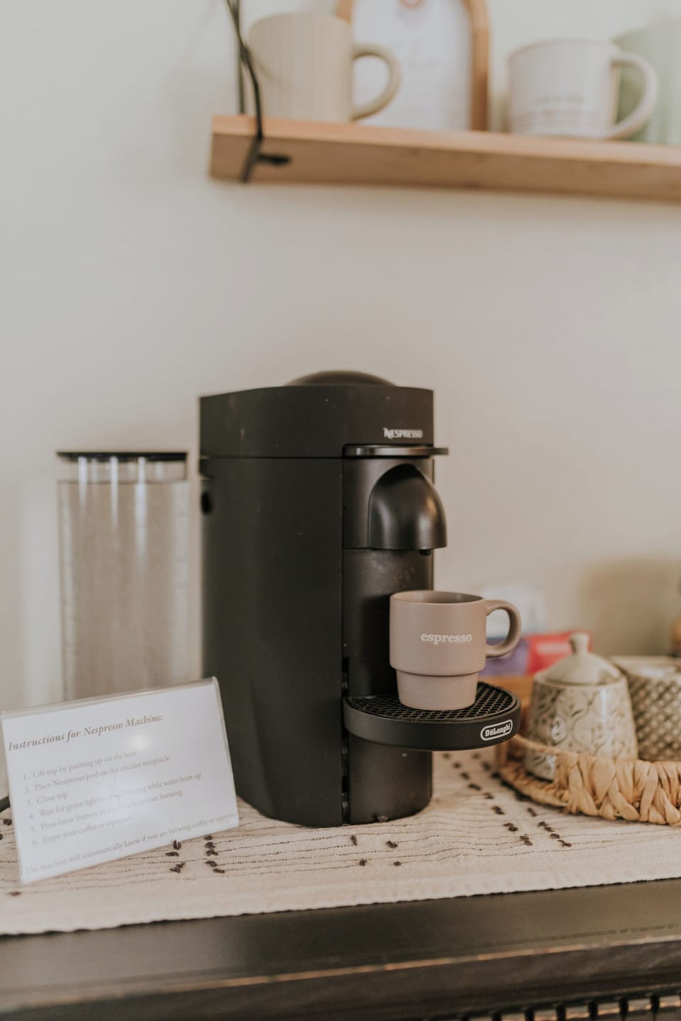 Guests love the Nespresso option with both espresso and coffee provided
