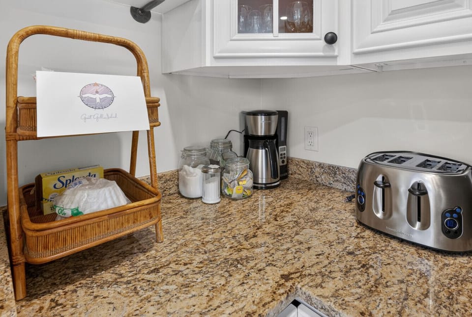 Fully stocked kitchen.