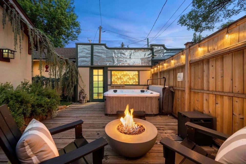 Inviting firepit area with hot tub