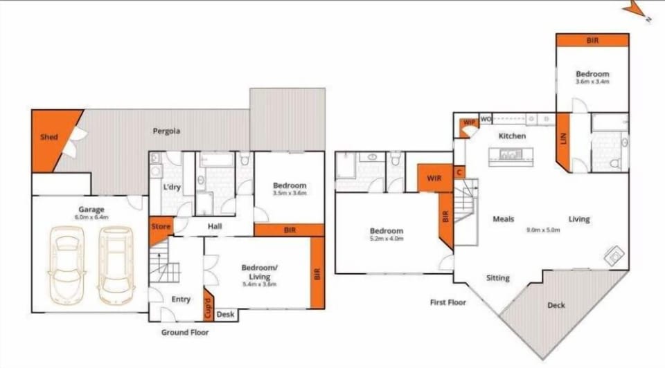 Two storey layout with 3 bedrooms and 3 bathrooms