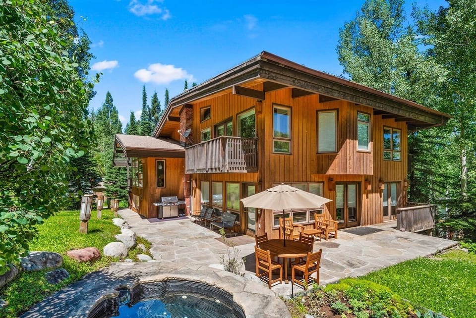 Your lush, vibrant backyard. Private, yet directly accessing the Funnel Run on Snowmass.