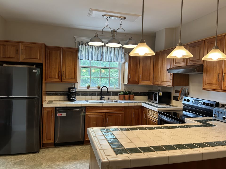 Fully stocked kitchen with everything needed for family meals before exploring