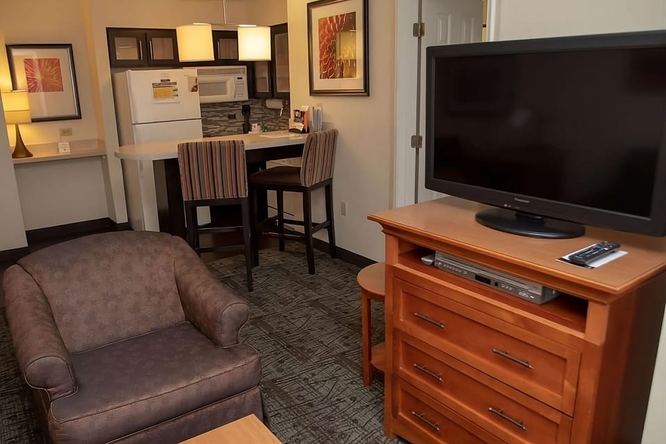 Kick back in the cozy seating area after a busy day.
