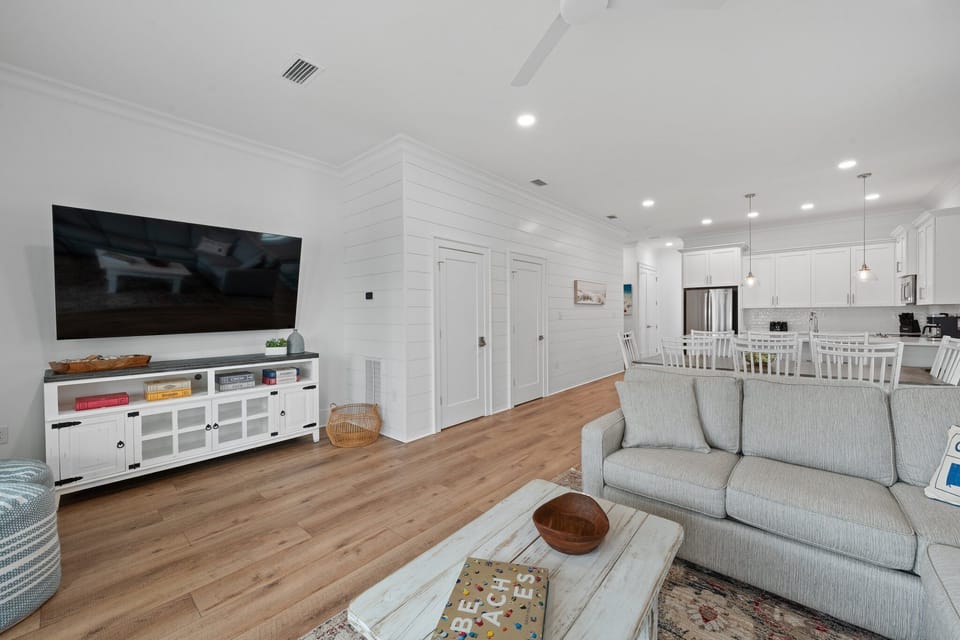 Relax with a movie on the large flat-screen TV