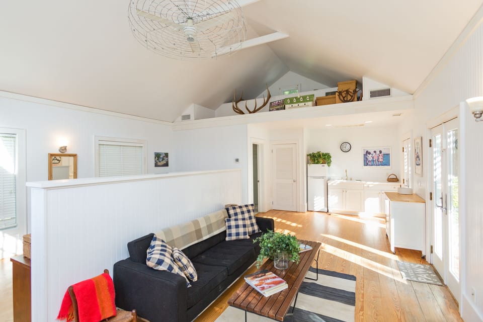 Kitchenette w/ a good size fridge in the pool house/art studio/office