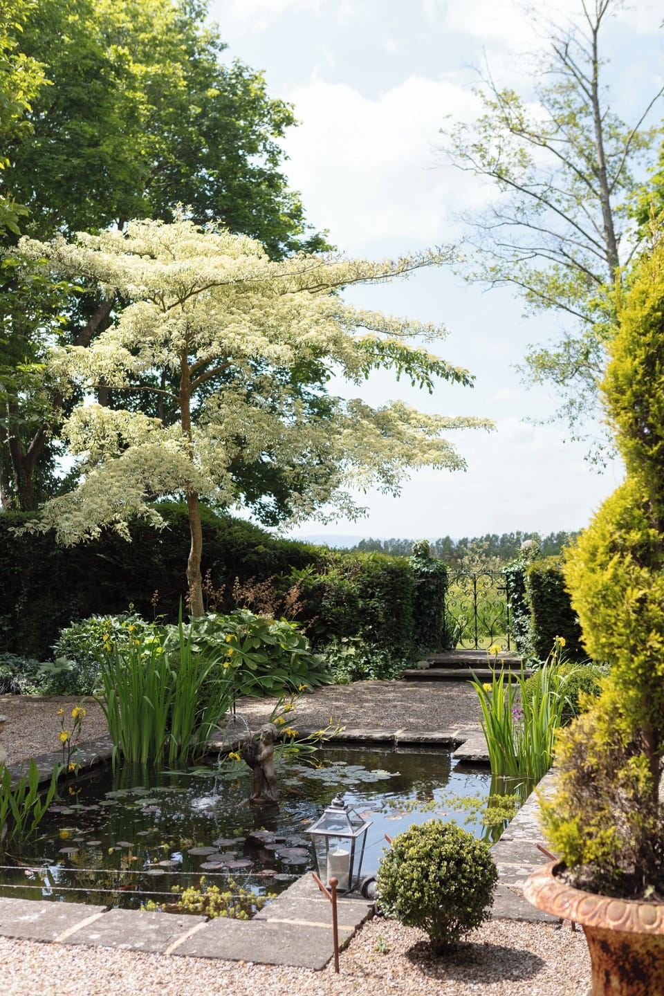 Garden area with pond and views