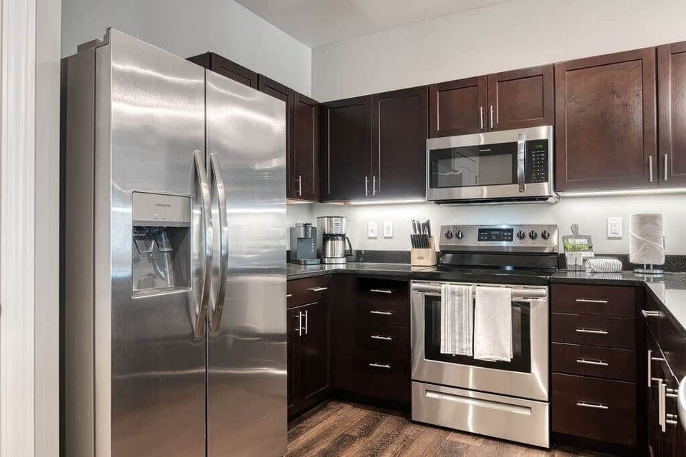 Stainless steel appliances ready for all your baking!