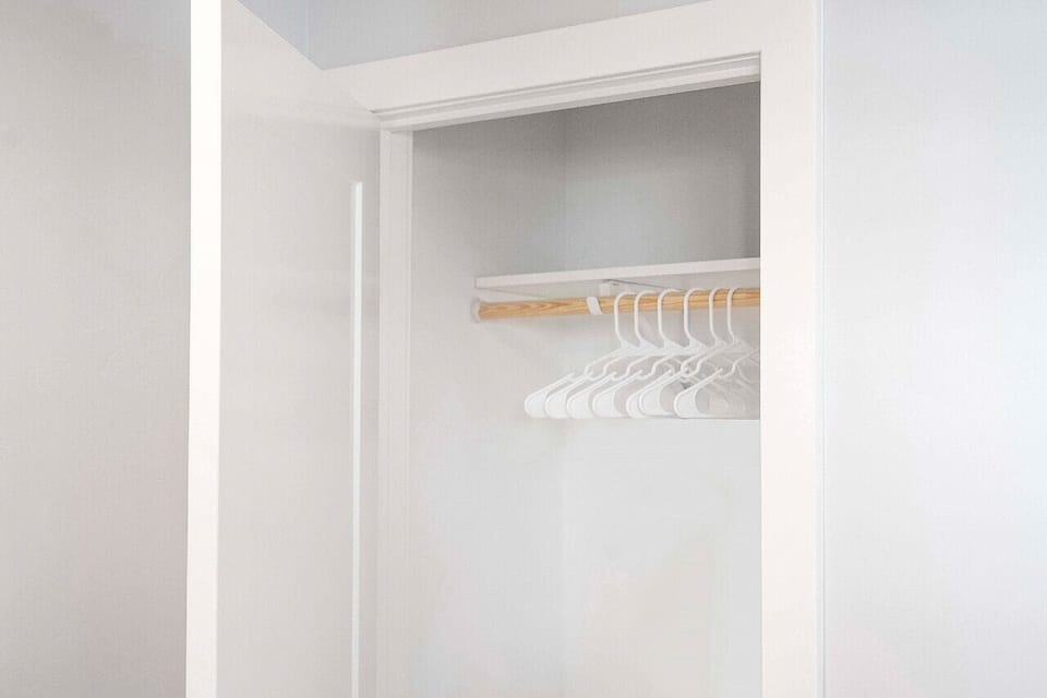 2nd floor bedroom with full bed and closet