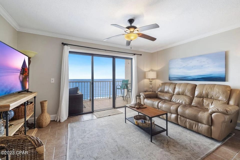 Gulf front living room.