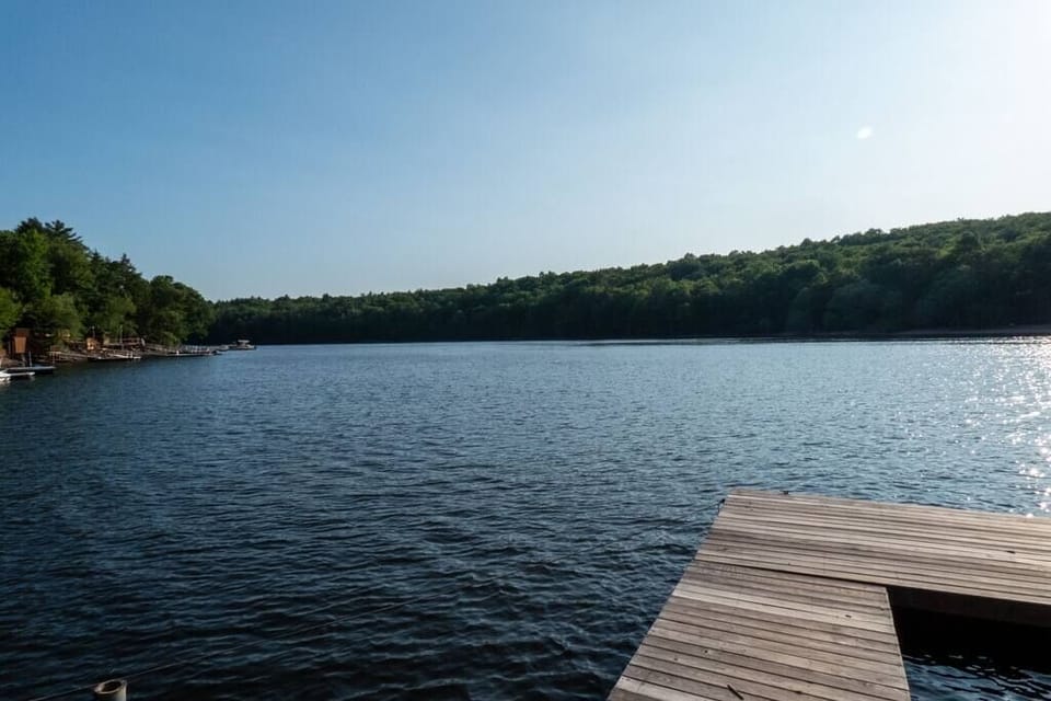 Swinging Bridge Lake from the dock.