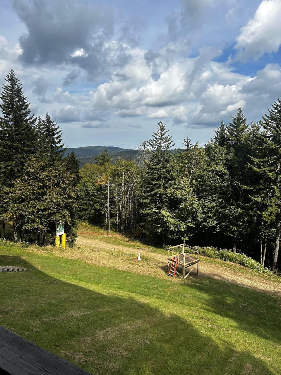 The Easy Street mountain biking trail can be seen from the deck.