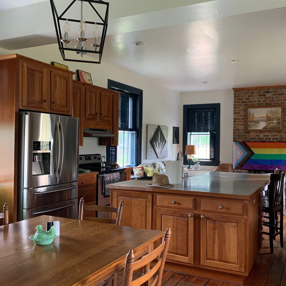 Open concept eat-in kitchen and living room