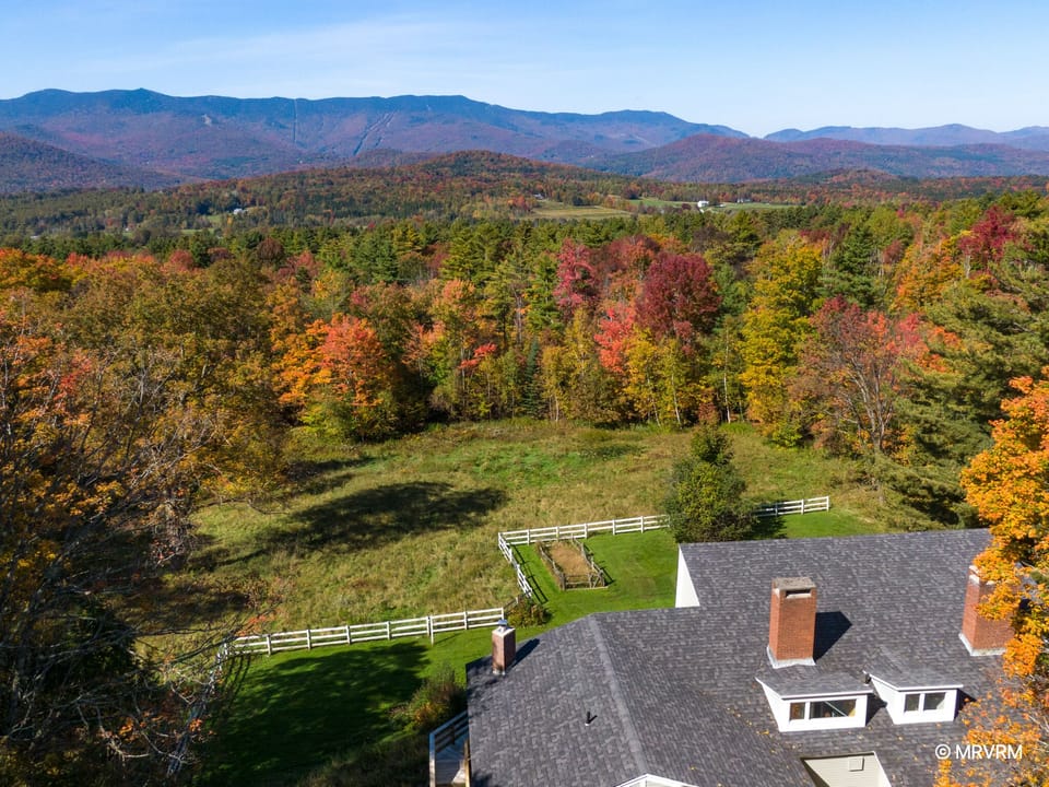 Aerial view of the house in Fall