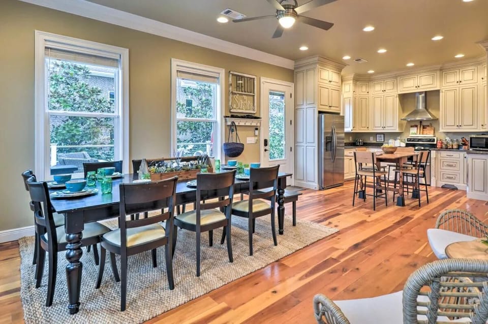 Main Floor Kitchen: Everyone can eat together!  Two tables seat a combined 14 people.
