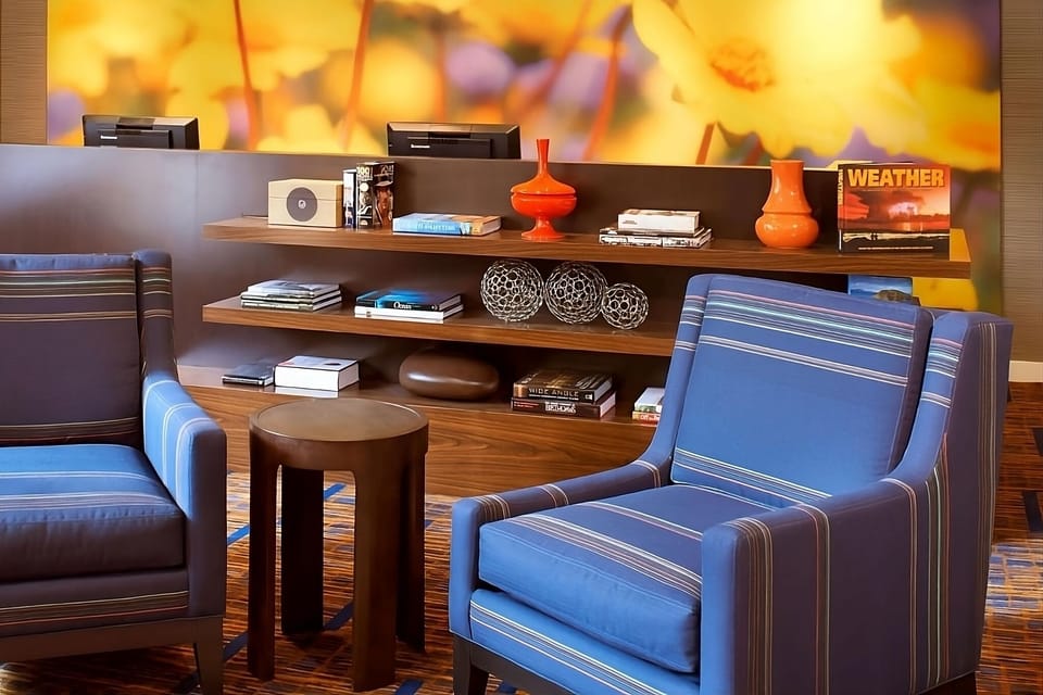 Curl up with a book in the stylish lounge nook.