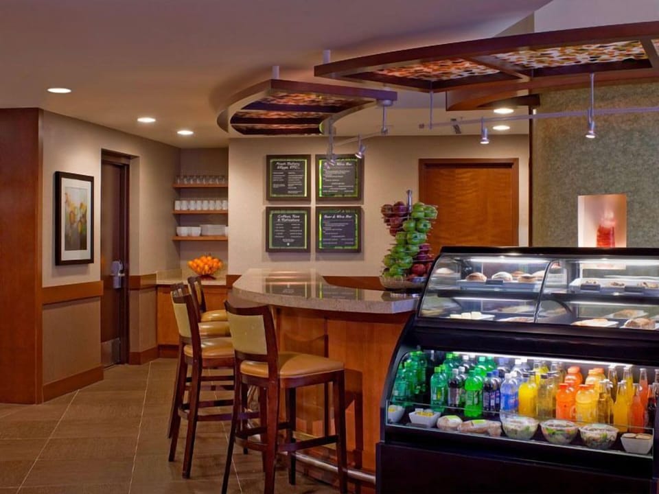 Grab fresh snacks and drinks anytime from the inviting café.