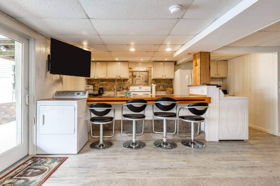 Head inside to the spacious lower level.