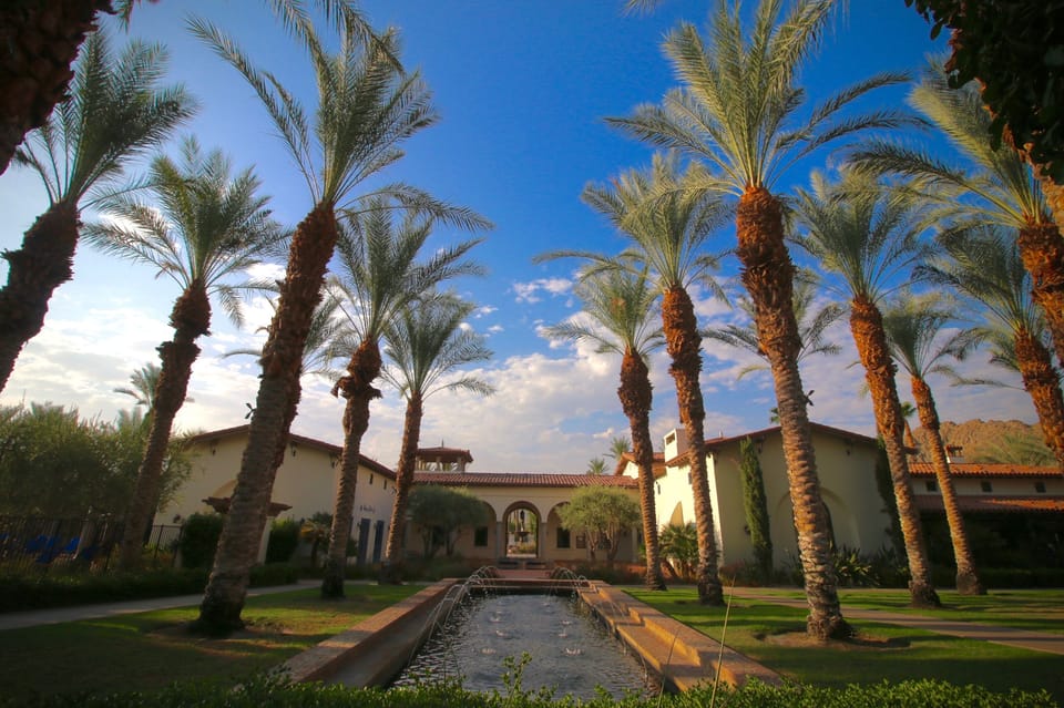 Walking paths feature sparkling fountains throughout the resort community.