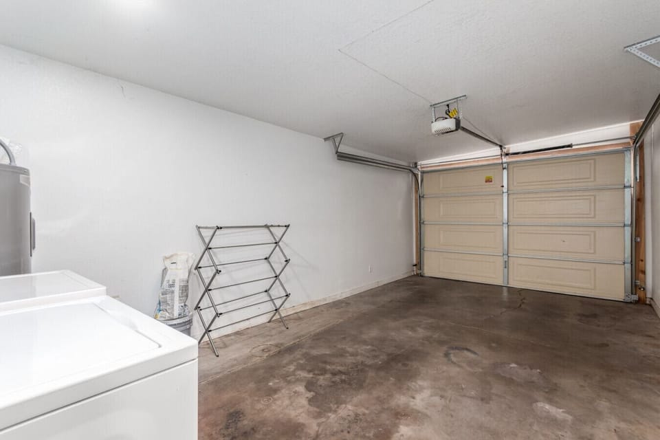 One-car garage available for guest use, offering secure parking and additional storage space during your stay.